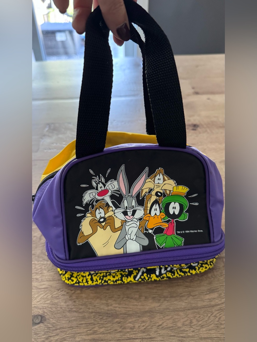 Vtg Warner Bros. Purple Yellow Looney Tunes Character Lunch Bag 1994